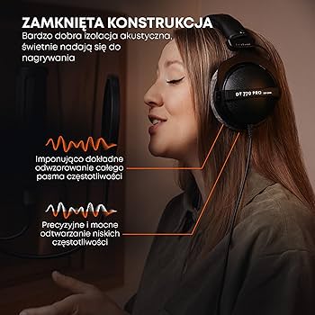 Beyerdynamic 483664 DT 770 PRO Słuchawki Studyjne, Czarny